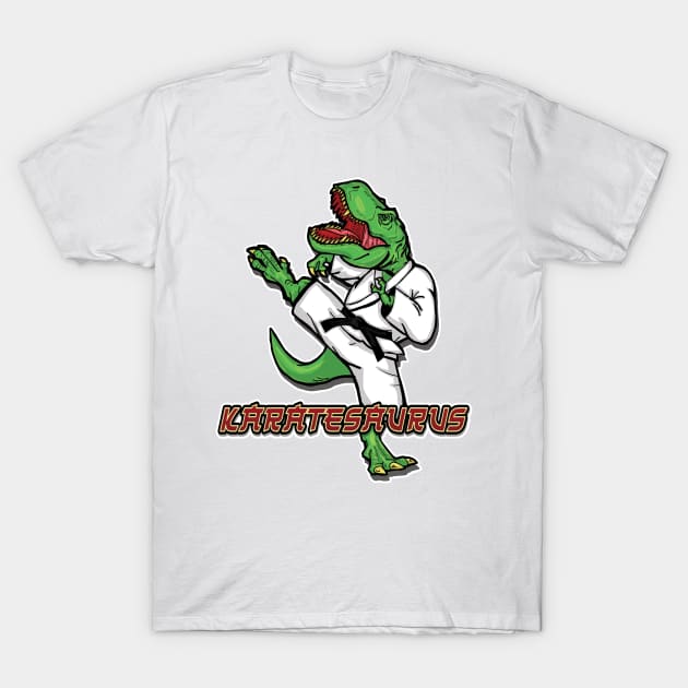 Funny Karatesaurus Trex Karate T-Shirt by bigraydesigns